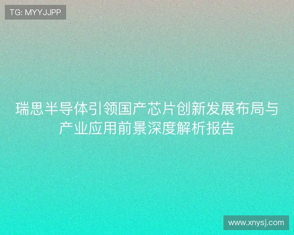 瑞思半导体引领国产芯片创新发展布局与产业应用前景深度解析报告 瑞思半导体引领国产芯片创新发展布局与产业应用前景深度解析报告